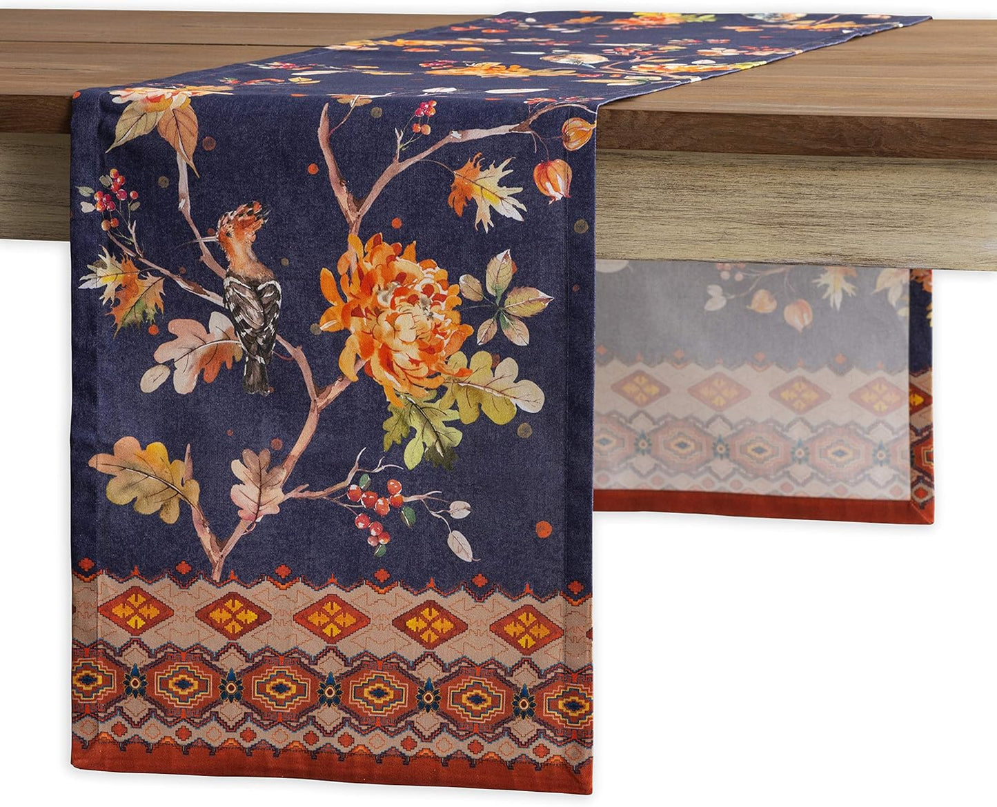 Maison d' Hermine Table Runner 100% Cotton Single Layer Table Runners 48 inches Long for Thanksgiving Christmas Decorations Home Kitchen Dining Party Wedding (Kelim - Infinity, 14.5" x 48")