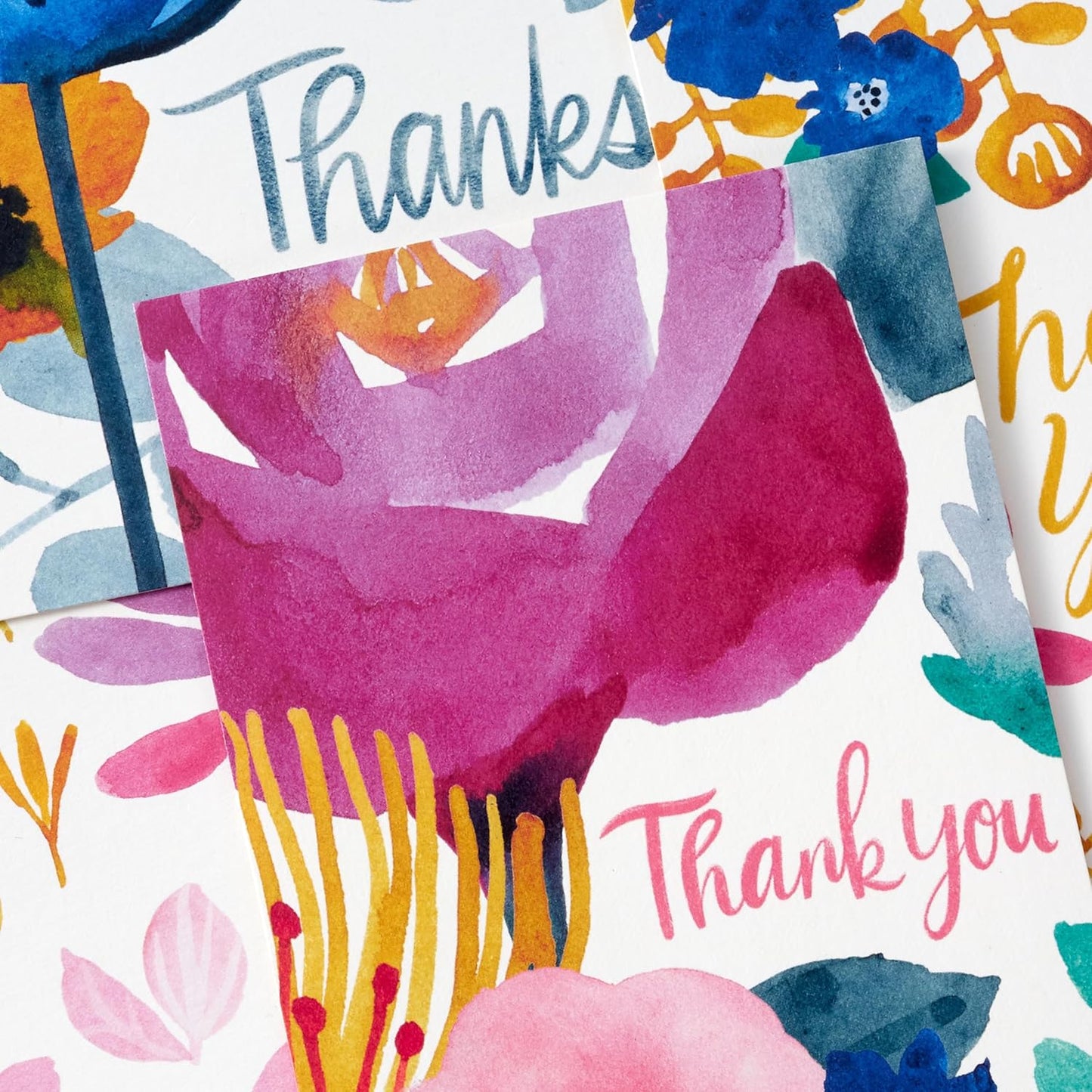 Hallmark Thank You Notes Assortment (48 Blank Cards with Envelopes) Watercolor Florals