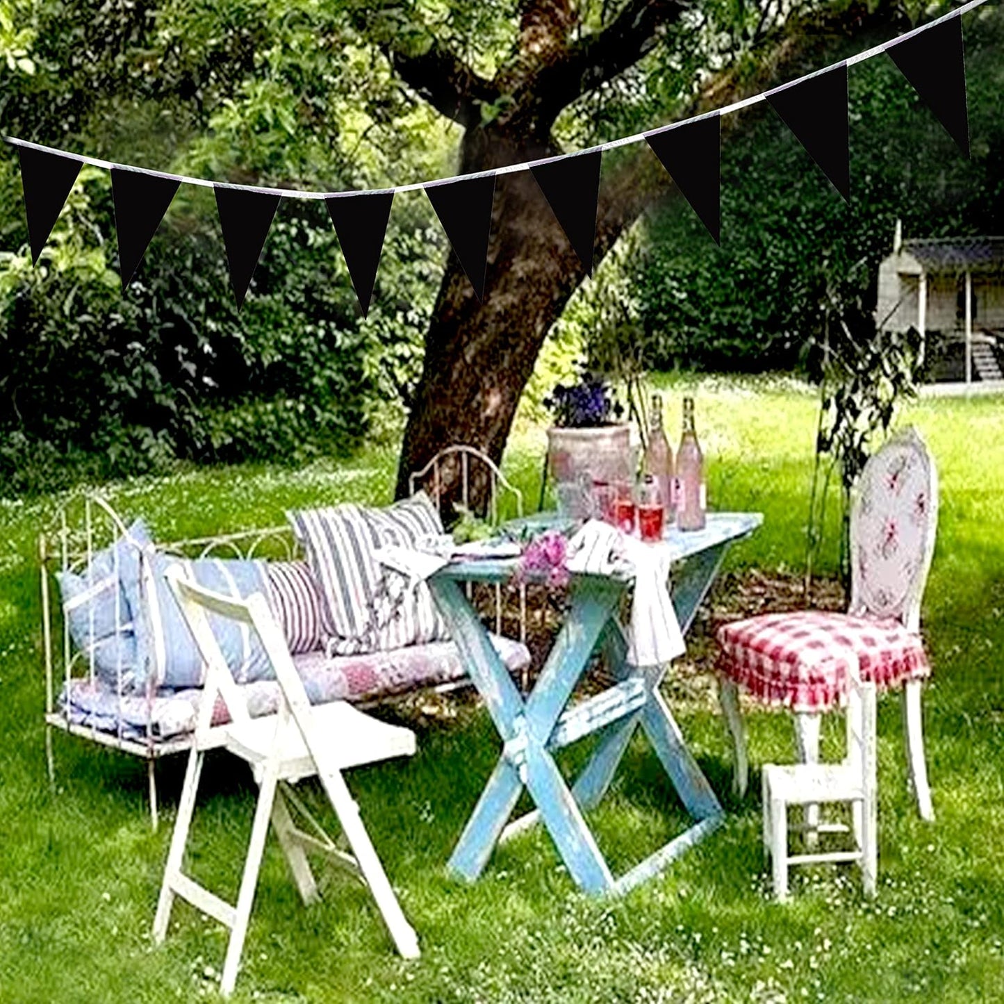 100 Feet Black Pennant Banners Flags String Hanging Triangle Bunting Flags,Party Decorations for Grand Opening,Kids Birthday,Carnival,60 PCS