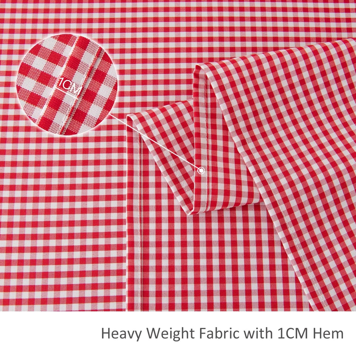 maxmill Rectangle Checkered Tablecloth Waterproof Spillproof Wrinkle Resistant Buffalo Plaid Heavy Weight Table Cloth Gingham Table Cover for Christmas Parties Holiday Dinner, 52 x 70 Inch Red White