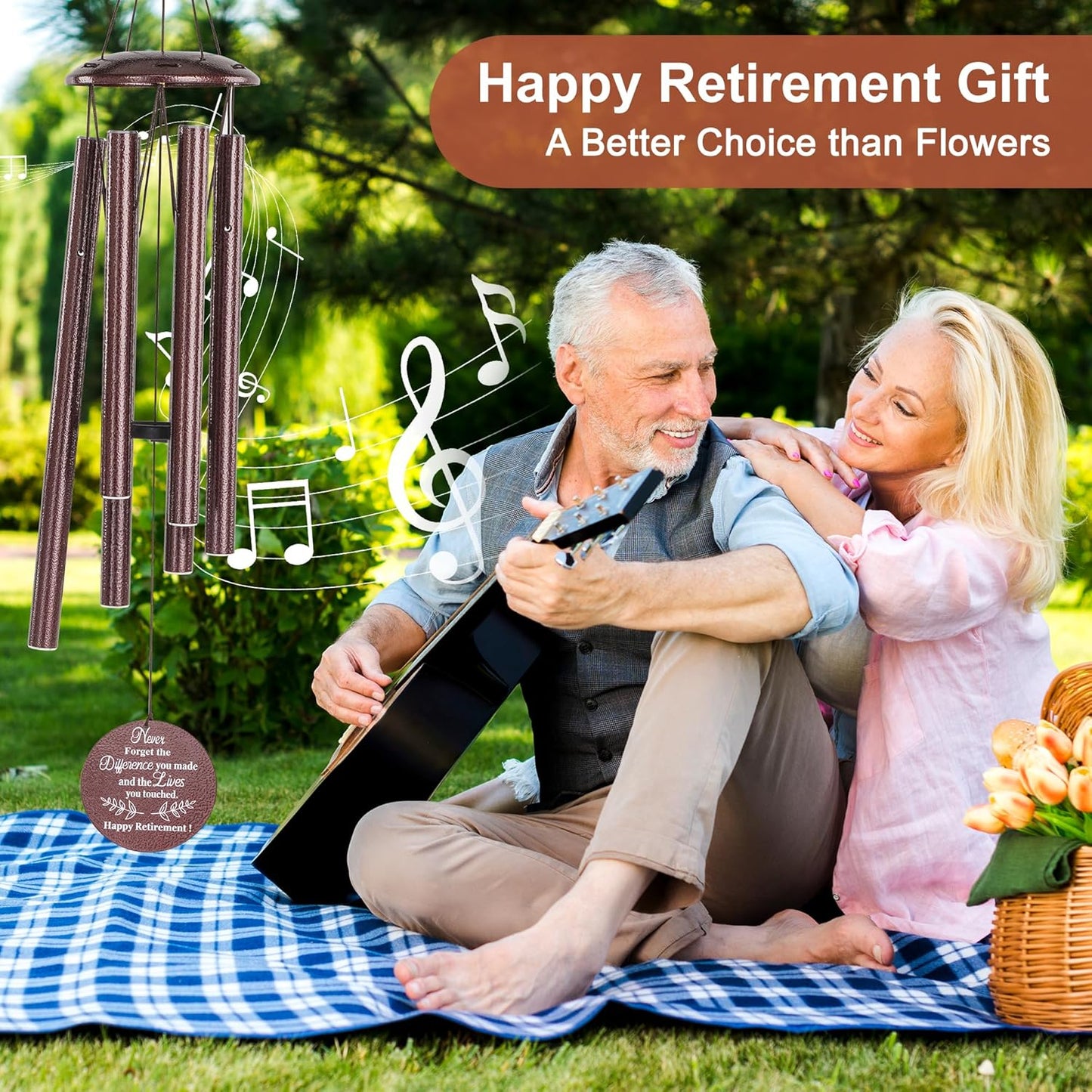 Retirement Gift for Woman Men, 32" Wind Chimes, Retirement Gifts for Coworker Teacher Friends Nurse Boss Veterans Goodbye Gifts Going Away Gift Retirement Decorations (Copper Color)