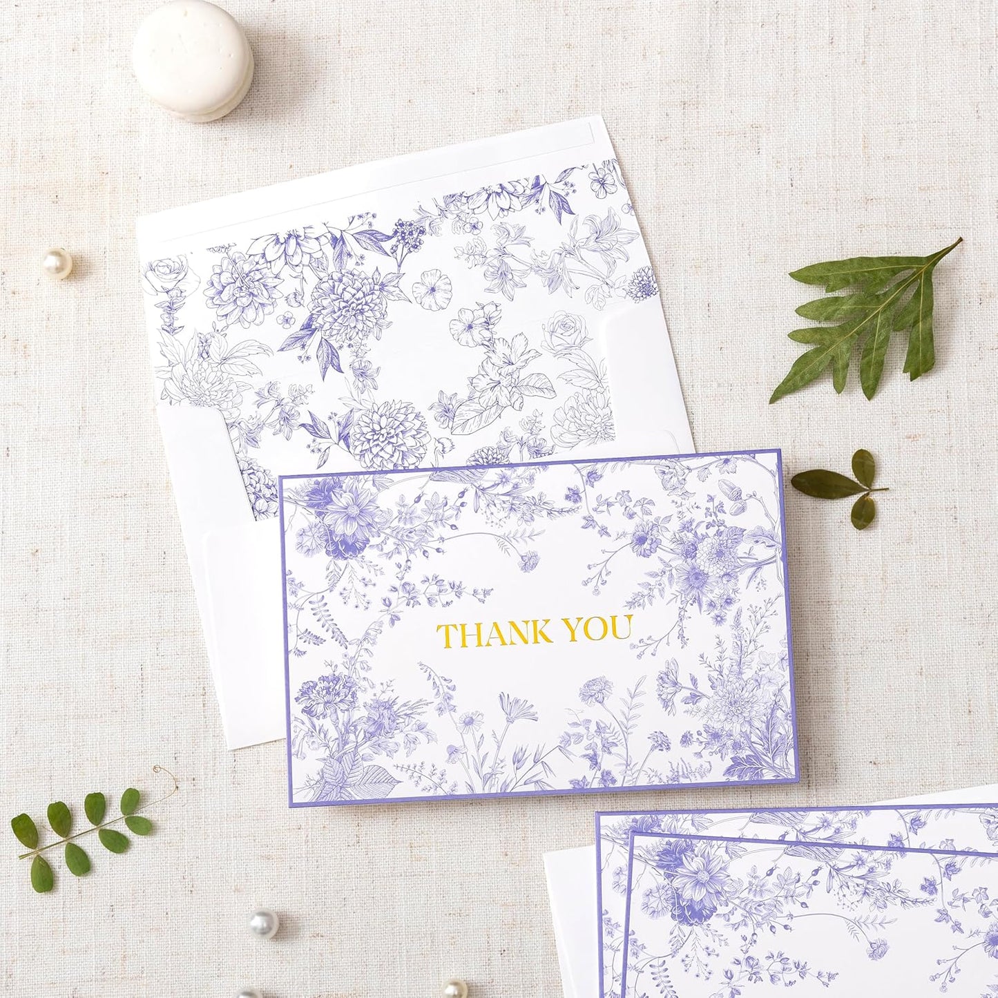 Crisky Purple Floral Thank You Cards with Envelopes and Stickers, 50 Pack Lavender Wedding Thank You Notes Bulk for Bridal Shower Baby Shower Business Graduation, All Occasion