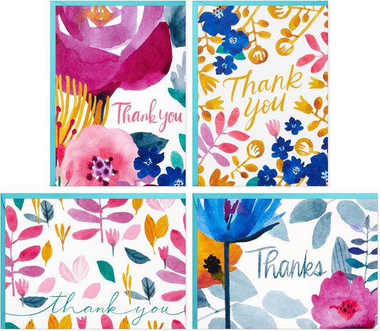 Hallmark Thank You Notes Assortment (48 Blank Cards with Envelopes) Watercolor Florals