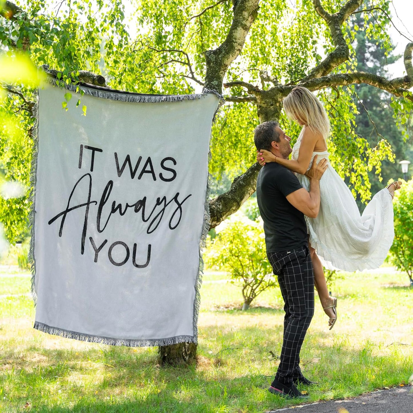 It was Always You Woven Blanket Super Soft Throw Blanket, Wedding Proposal Decorations for Outdoor, Proposal Tapestry Marry Me Sign, Ideal for Engagement Party Decoration, 51x71 in.