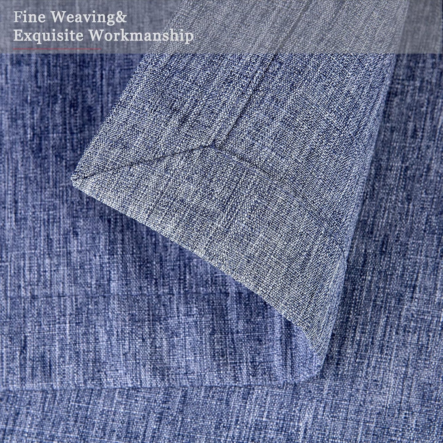 Mebakuk Cloth Placemats, Machine Washable Linen Style Thick Place Mats, Heat Resistant and Easy to Clean Fabric Table Mats for Kitchen Dining Table (Denim Blue, Set of 6)