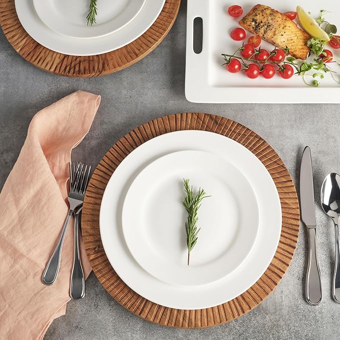 Fitz and Floyd Caleb Acacia Wood Chargers Plates, Set of 2