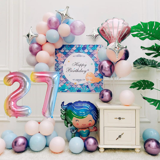 Smlpuame 40 Inch Number Balloons 0-9 Rainbow Gradient Large Number 27 Balloons, Digital Balloons for Birthday Party Celebration Decorations, Helium Foil Number Balloons for Wedding Anniversary
