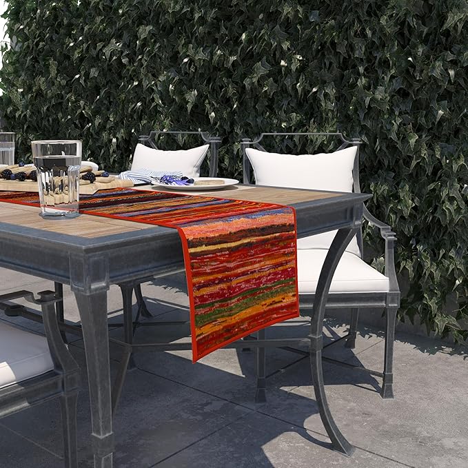 Trade Star Handloomed Table Runner Decorative Table Placemat Upcycled Fabric Table mat Designer Highly Durable Area Rug Runner (RED)