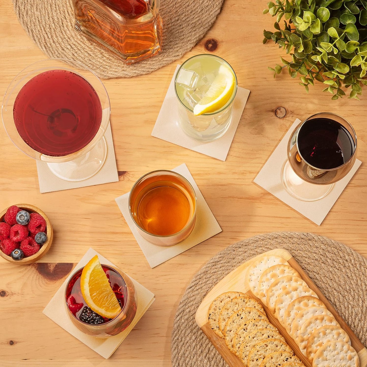 AMERICAN HOMESTEAD Ivory Cocktail Napkins - Premium 4.75"x4.75" Disposable Linen-Like Beverage Napkins - Bulk Square Party Bar Serviettes for Weddings, Parties, Events, and Everyday Use - 100 Count