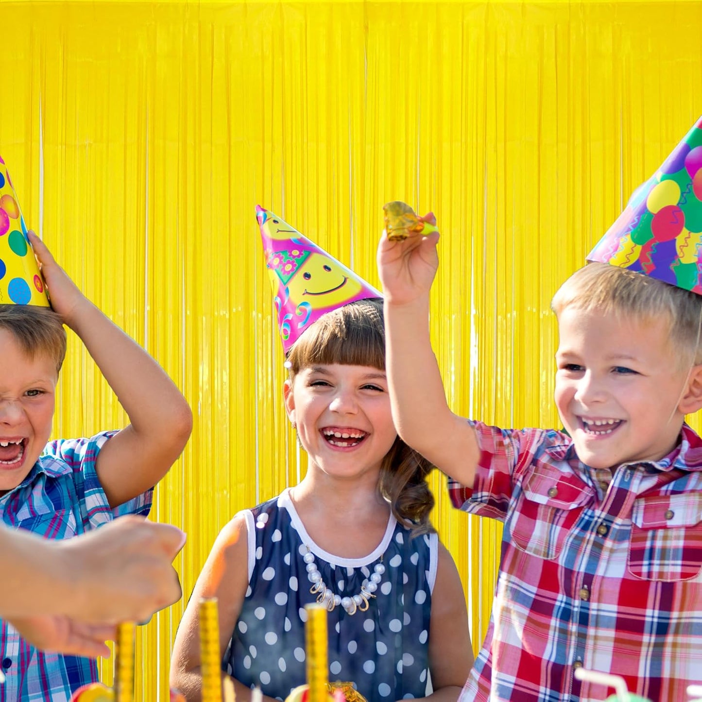 2 Pack Yellow Fringe Backdrop Curtains, Yellow Streamers Party Backdrop, Party Decorations Supplies for Birthday, Holidays, Parties & More