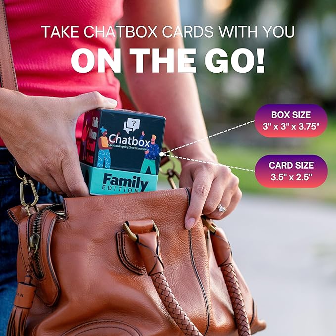 Chatbox 200 Conversation Starter Cards - Family Games for Kids and Adults - Fun Travel Games - Party Card Game - Conversation Cards - Couples Card Game for Game Night
