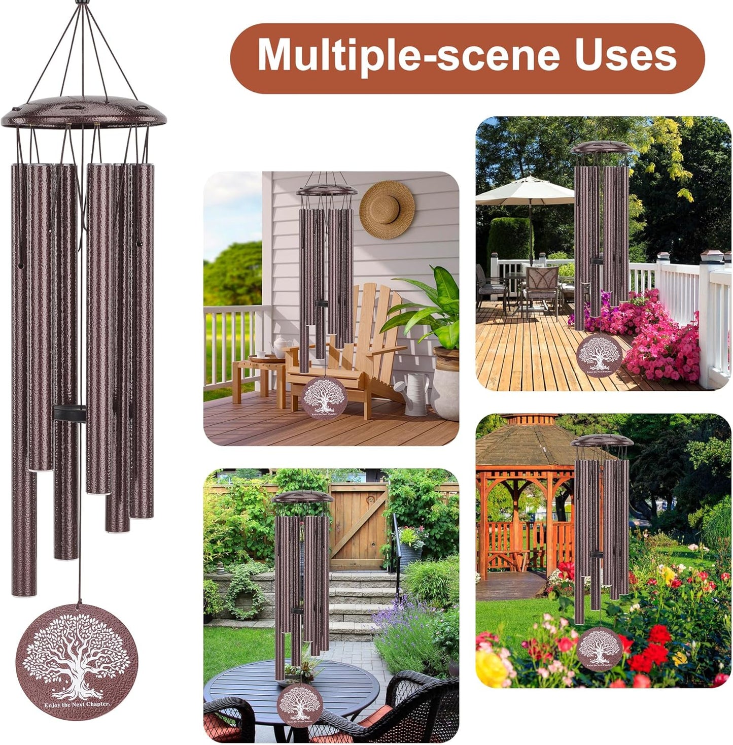 Retirement Gift for Woman Men, 32" Wind Chimes, Retirement Gifts for Coworker Teacher Friends Nurse Boss Veterans Goodbye Gifts Going Away Gift Retirement Decorations (Copper Color)