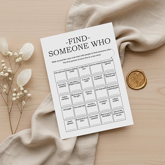 Sahjzk Find Someone Who Bingo Cards, 25 Unique Sheets, Team Building Games for Work, Icebreaker Fun, Engaging Office Games, Team Building Activity for Employees and Groups
