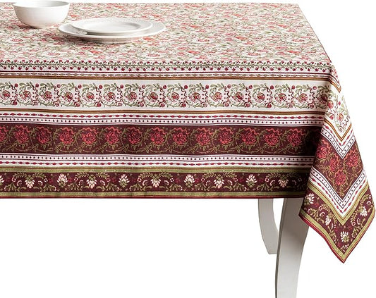 Maison d' Hermine Table Cloth Rectangle Table 100% Cotton 54 x 72 Inches Fall Tablecloth Reusable Everyday Use for Thanksgiving Christmas Decorations Dining Farmhouse Party (Reveillon Au Jardin)