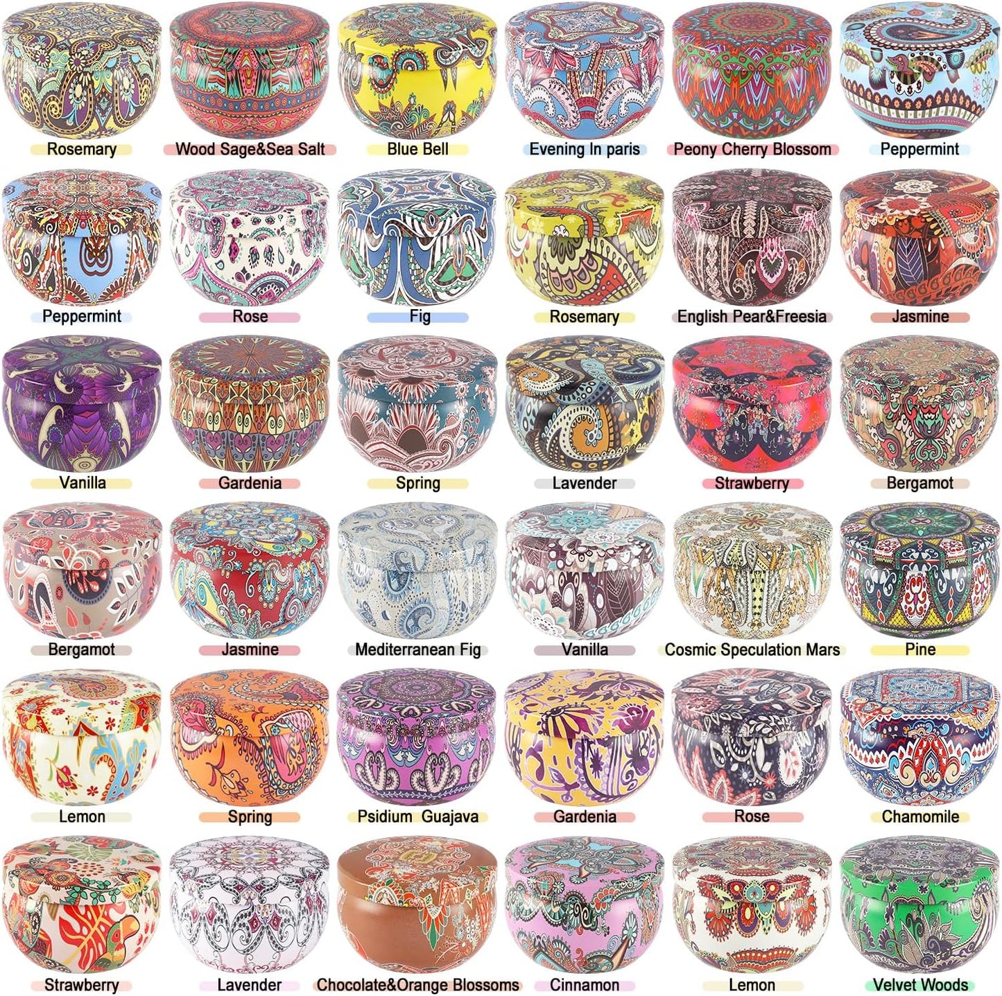 Scented Candle Gifts Set 36 Pack Soy Wax Travel Tin Jar Candles for Home 2.5 OZ Scented Candles for Mom for Christmas, Birthday, Thanksgiving, Mother's Day.