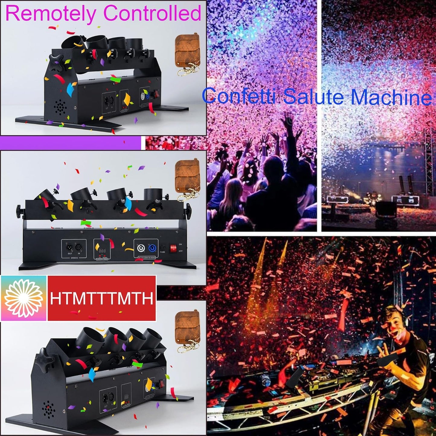 4HEAD Electric Confetti Launcher Confetti Shooter with Wireless Remote for DJ Party Nightclub Wedding Stage Concert Event Show