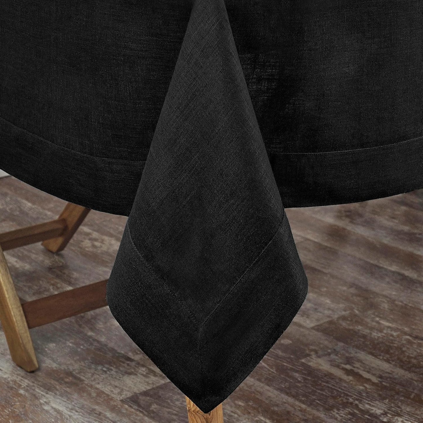 D'Moksha Homes Linen Black Tablecloth 60 x 132 Inch - 100% Pure Linen Rectangular Tablecloth - Machine Washable Table Cloth for Fall, Autumn and Halloween