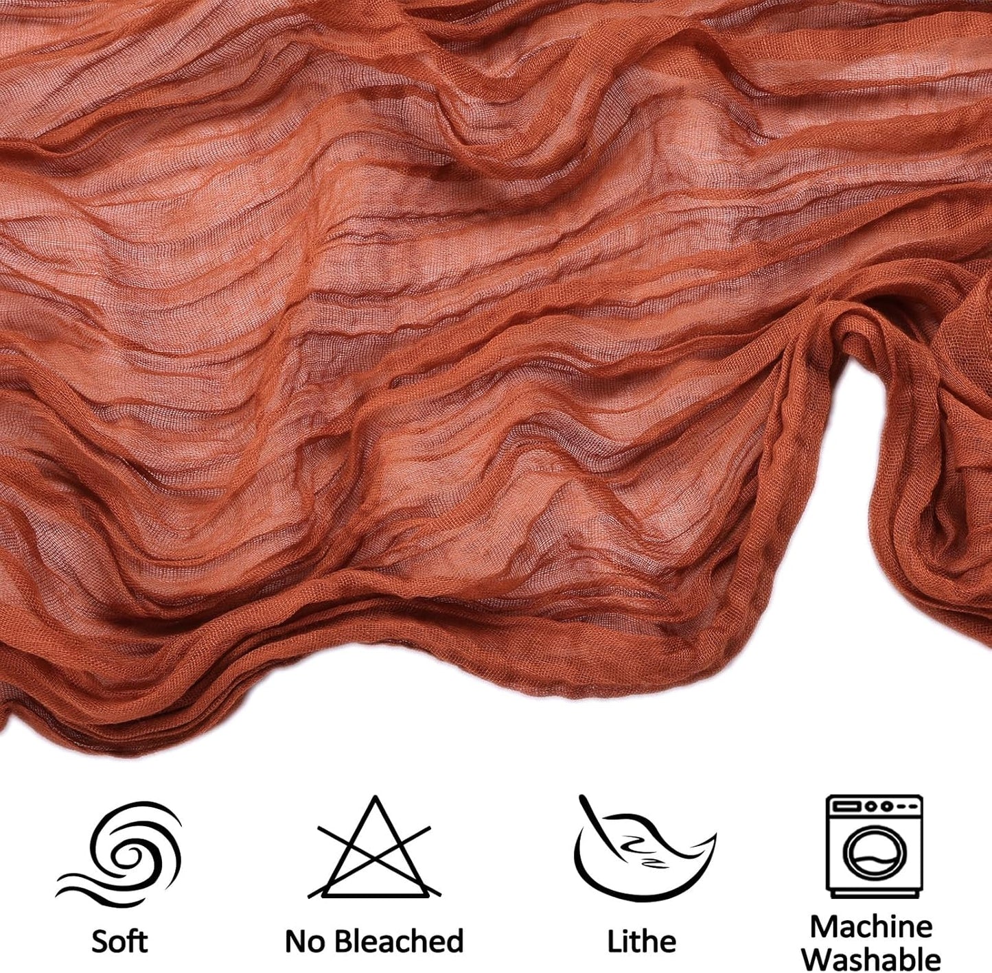 6 Pack 10FT Terracotta Cheesecloth Table Runner 35x120 Inch Gauze Rustic Boho Burnt Orange Fall Table Runner Cheese Cloth for Wedding Decor Birthday Party Bridal Baby Shower Centerpiece Decoration
