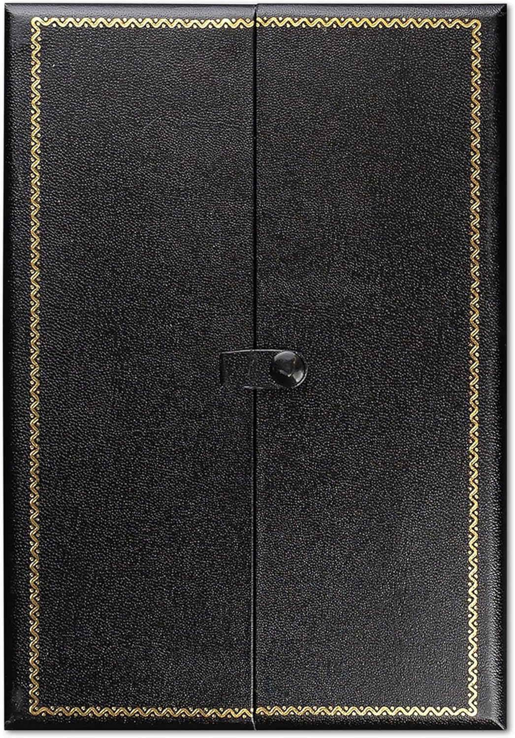 Novel Box Two-Door Black Jewelry Box for Ring Earring Bracelet & Necklace Combination 5.75x8.25x1.25 Inches - Faux Leatherette Boxes Gift Presentation with Gold Trim for Wedding & Special Occasions