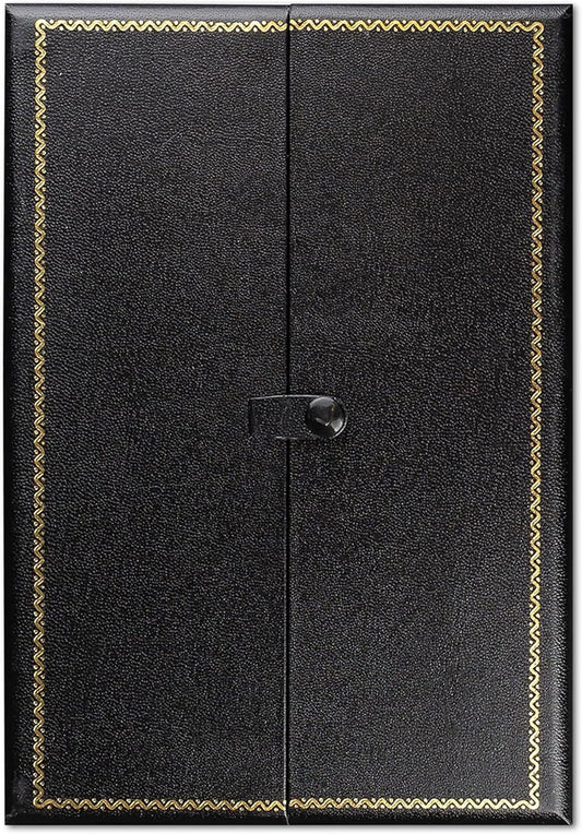 Novel Box Two-Door Black Jewelry Box for Ring Earring Bracelet & Necklace Combination 5.75x8.25x1.25 Inches - Faux Leatherette Boxes Gift Presentation with Gold Trim for Wedding & Special Occasions