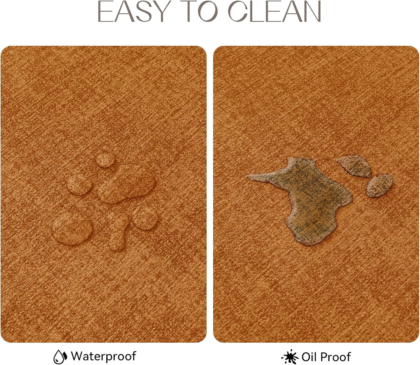 Romanstile Fall Vinyl Placemats Set of 6-12 X 18 Inch - Heat Resistant Place Mats 100% Waterproof Oilproof Wipeable Reversible Faux Leather Table Mats for Kitchen/Dining/Party/Outdoor, Orange