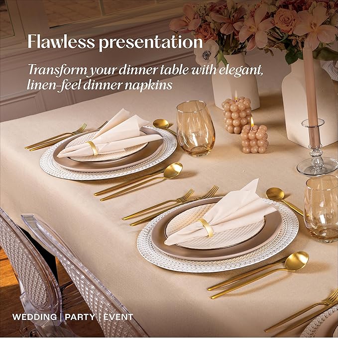200-Pack Disposable Linen-Feel Black Napkins, 12" x 17" Cloth-Like Paper Dinner Napkins For Wedding, Bathroom, Party Or Event