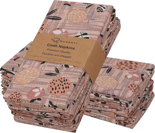 RUVANTI Cloth Napkins Set of 12 Cotton 100%, 18x18 Inches Napkins Cloth Washable, Soft, Absorbent. Cotton Napkins for Parties, Christmas, Thanksgiving, Weddings, Dinner Napkins Cloth - Dusty Palette