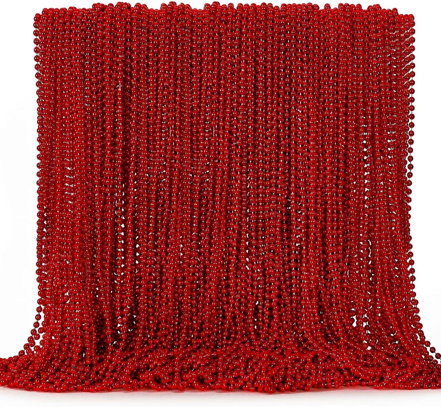 144PCS Bead Necklace, Red Christmas Bead Stuff Party Favors, 33" Necklaces Festival Parade Throw Accessories for Wedding Birthday Valentines Mardi Gras Christmas Celebrations Decorations