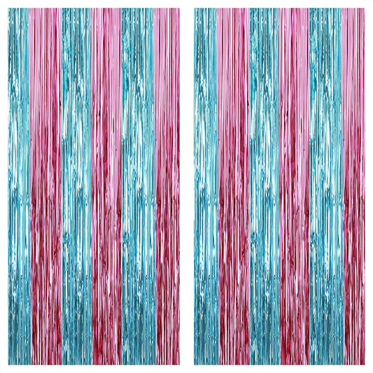 KatchOn, XtraLarge Pink and Blue Streamers - 3.2 x 8 Ft, Pack of 2 | Pink and Blue Streamers for Gender Reveal Decorations | Streamer Backdrop for Baby Shower, Unicorn, Mermaid Birthday Decorations