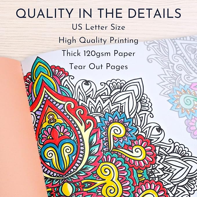 RYVE Adult Coloring Book for Women with Stress Relief & Relaxation Exercises - Mindfulness Coloring Book for Adults Relaxation, Unique Depression, Anxiety & Stress Relief Gifts for Women