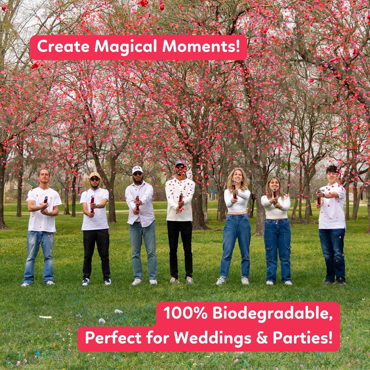 2 Pack Confetti Cannon Confetti Poppers | Biodegradable Red Confetti | TUR Party Supplies | Launches Up to 25ft | Giant (12 in) | Party Poppers for Graduation, Birthdays, Weddings, and Memorial Day
