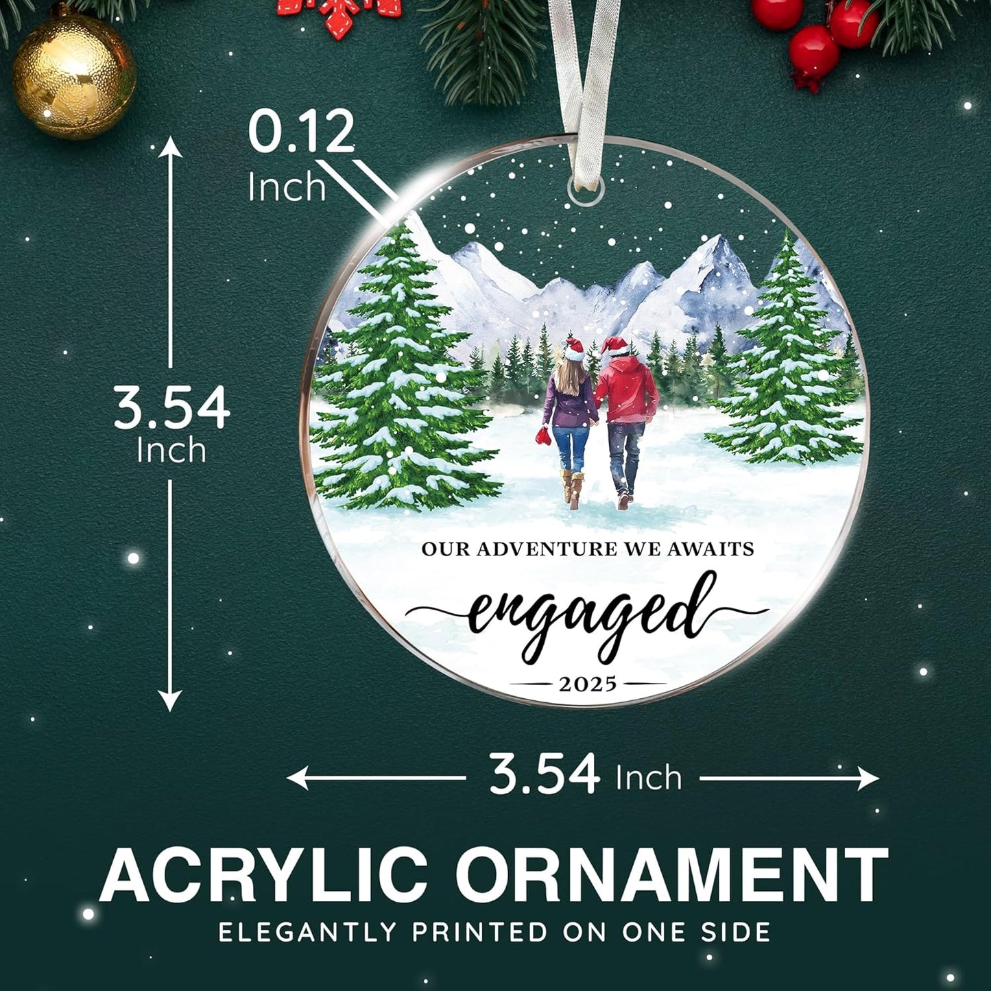 Engagement Gifts for Couples - Impressive 2025 Engagement Ornament Set, Timeless First Christmas Engaged Ornament, Unique Bride to Be Gifts, Cherished Our First Christmas Engaged Ornaments Collection