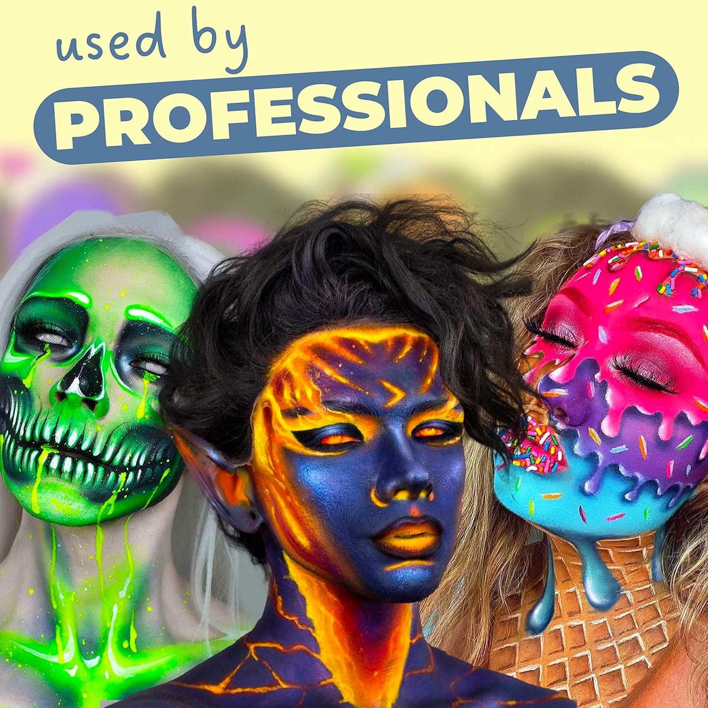 Blue Squid Face Paint Water Based Single Cake Professional Face Paint & Body Paint - Water Activated, Kids Adults Face Painting for Costume, Halloween Makeup, Cosplay - Classic Yellow Face Paint 30g
