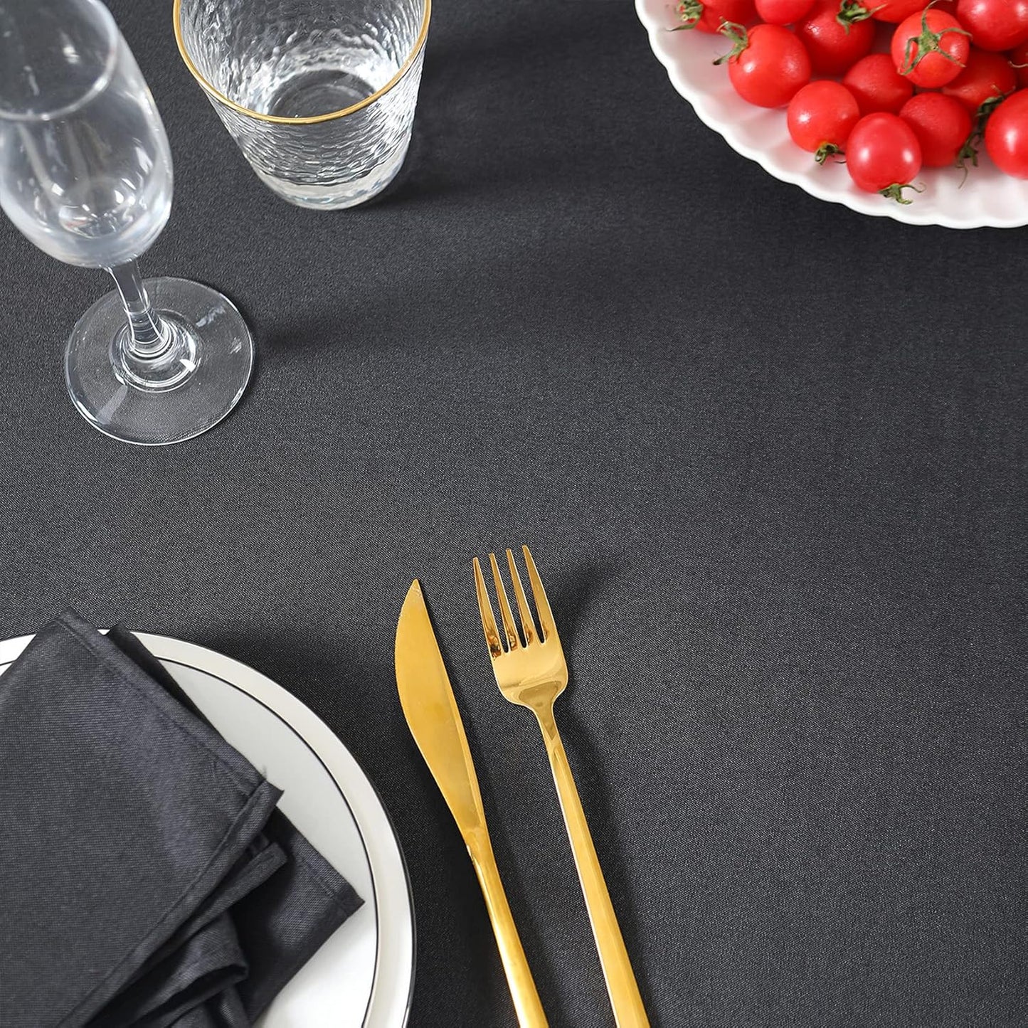 70 inch Round Tablecloth Washable Polyester Table Cloth Decorative Table Cover for Wedding Party Dining Banquet（12 Pack 70 inch,Black）