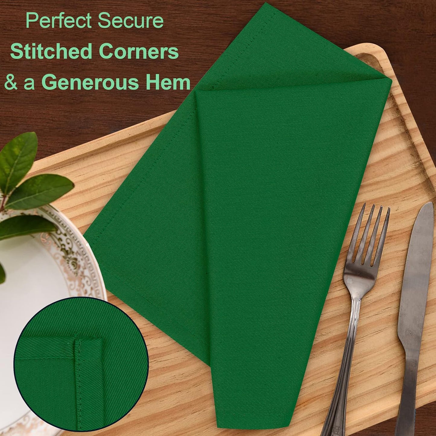 Ruvanti Cloth Napkins Set of 6, 18x18 Inches Napkins Cloth Washable, Soft, Durable, Absorbent, Cotton Blend. Table Dinner Napkins Cloth for Hotel, Lunch, Restaurant, Wedding Parties - Dark Green