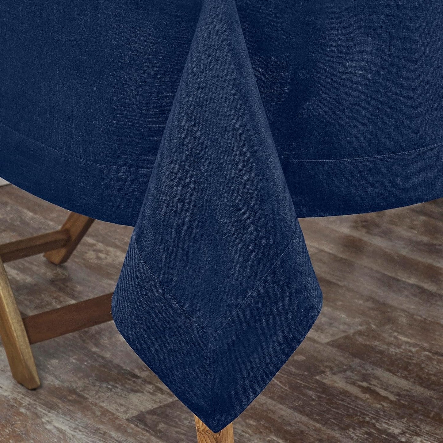 D'Moksha Homes Linen Tablecloth 60 x 120 Inch - 100% Pure Linen Navy Blue Table Cloth for Rectangle Tables - Machine Washable Cloth Tablecloth for Fall, Autumn and Halloween