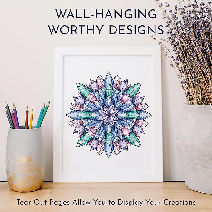 RYVE Mandala Coloring Book for Adults - 50 Unique Mandalas for Relaxation & Stress Relief - Spiral Coloring Book for Adults, Relax and Mindfulness Gifts for Women and Men, Spiral Bound