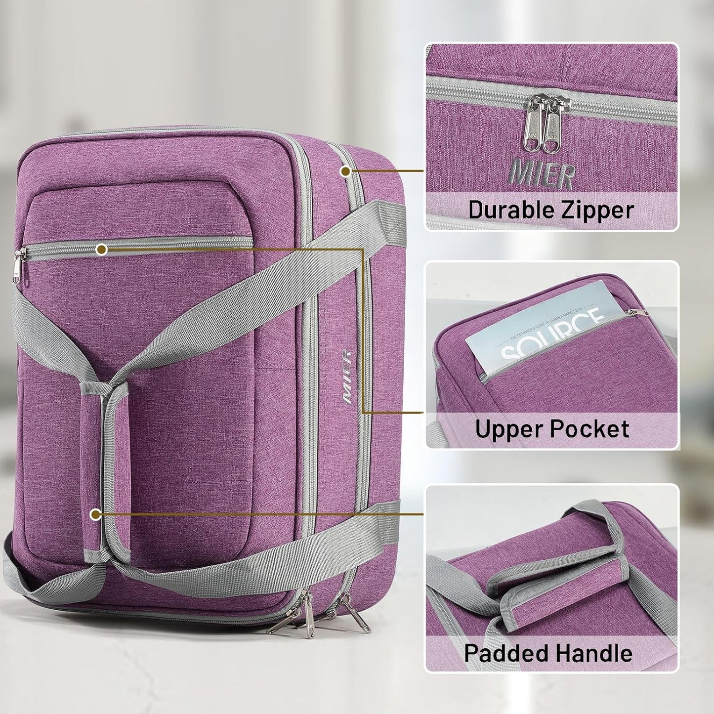 MIER Insulated Casserole Carrier Fits 9"x13" Baking Dishes/Foil Pans, Double Food Carriers Bag Thermal Holder for Hot or Cold Food Lasagna Lugger Potluck Parties Picnic Travel, Purple