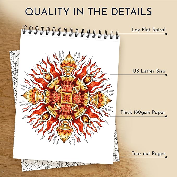 RYVE Mandala Coloring Book for Adults – 50 Unique Mandalas for Relaxation & Stress Relief – Adult Coloring Books Spiral Bound, Adult Coloring Books for Women & Men Mindfulness Coloring Book for Adults