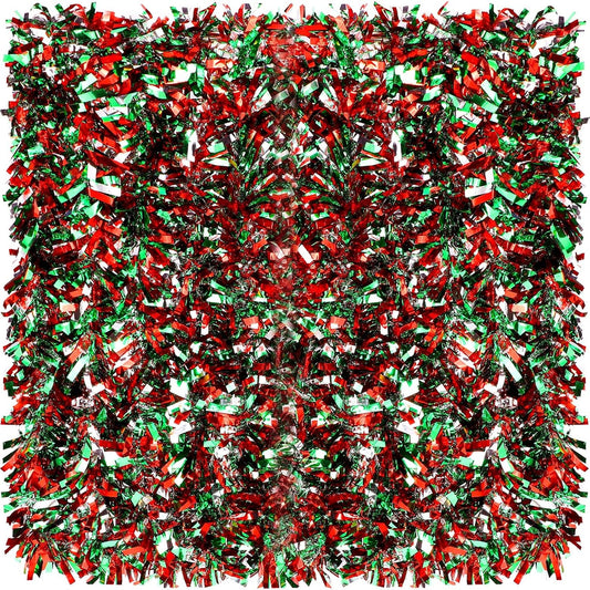 Dingion 59 Feet Christmas Tinsel Garland Metallic Twist Ornaments Hanging Glitter Xmas Garland for Christmas Tree Indoor Outdoor Decoration Party Supplies(Silver, Red, Green)