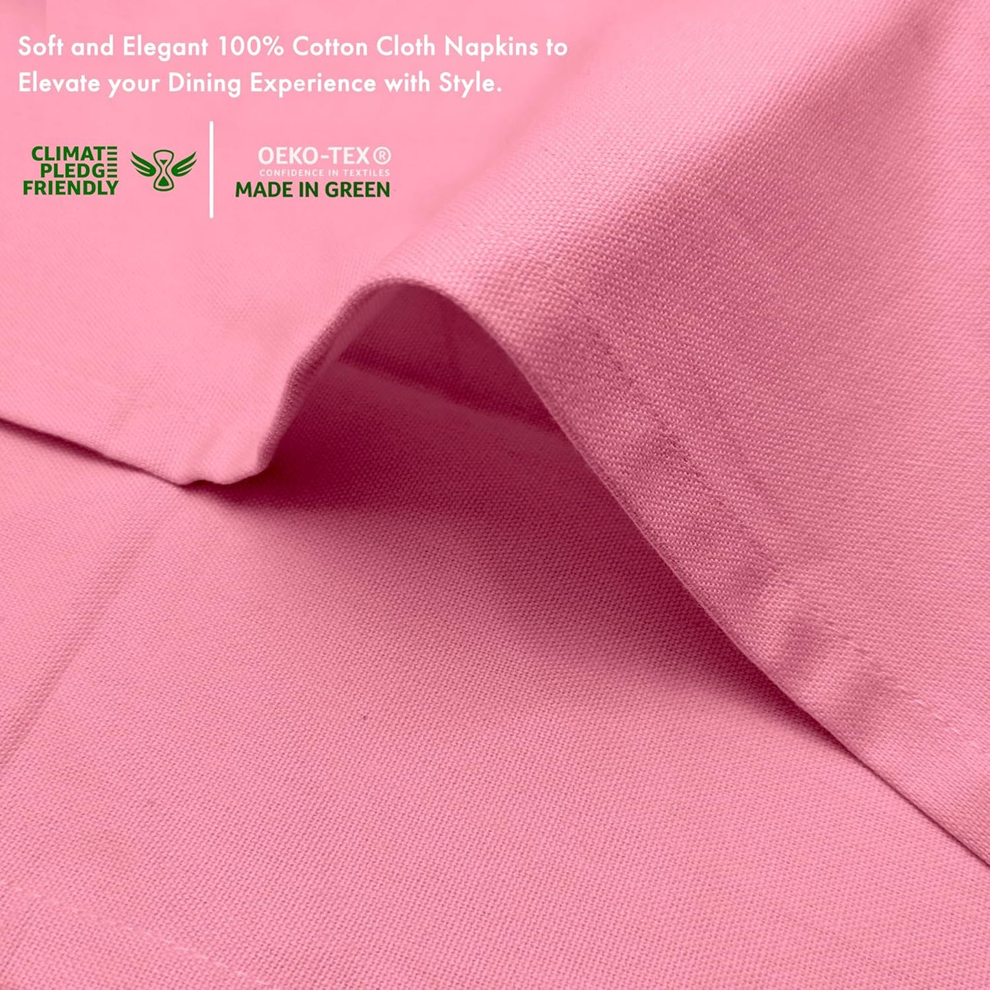 Ruvanti Premium Cloth Napkins Set of 6, 18x18 Inches, 100% Cotton, Washable, Soft & Absorbent, Perfect for Wedding, Christmas, ‎Thanksgiving Dinners - Pink