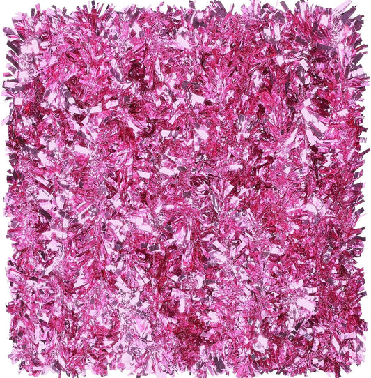 Sosation 100 ft Christmas Tinsel Garland Christmas Tree Twist Garland Bulk Glitter Metallic Streamer Indoor Outdoor Hanging Xmas Decorations(Light Pink)