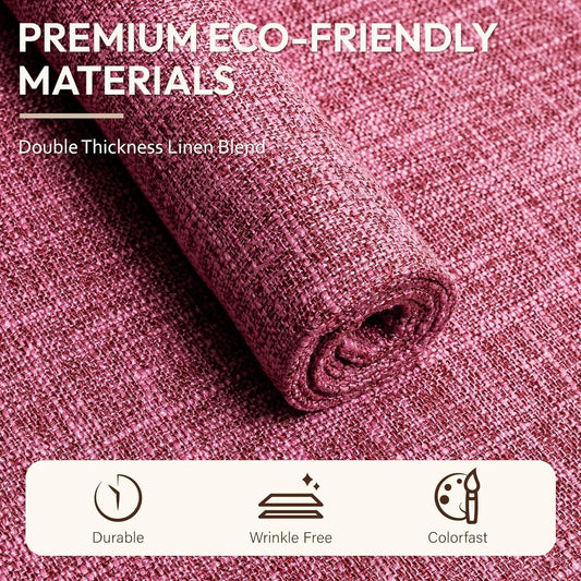 Blue Forest Placemats Set of 8, Dual-Layered Thickened Faux Linen Cloth Place Mats Heat Resistant Machine Washable Wrinkle Free Table Mats Indoor/Outdoor (Hot Pink)