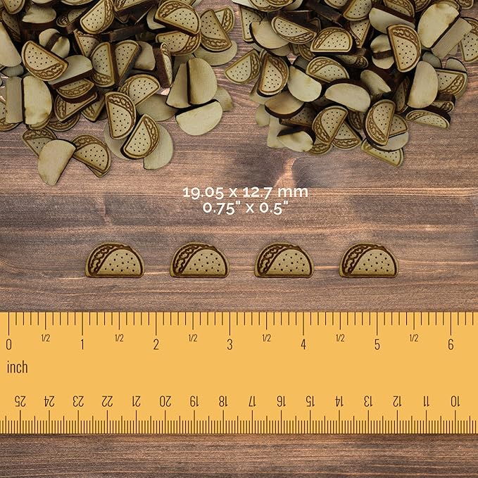 Confetti - Engraved Wood - Rustic Wooden Wedding Decor Party Table Scatter Decorations (Taco)