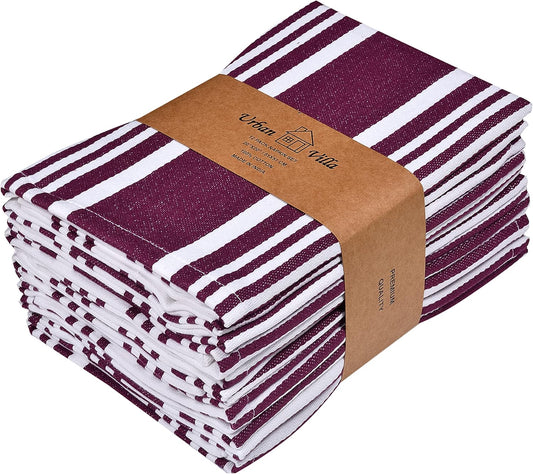Urban Villa Cloth Napkins Trendy Stripes 100% Cotton Aborbent Dinner Napkins (Set of 12) 20x20 Inches Grey White Soft Durable Washable Ideal for Everyday Use Wedding Parties Napkins
