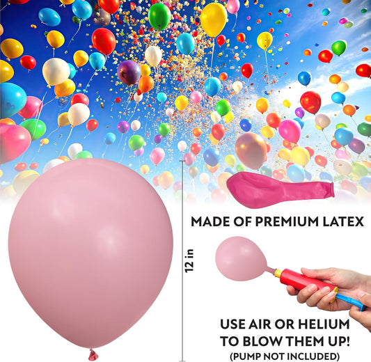Light Pink Balloons 100 Pack, 12 Inch Light Pink Latex Balloons For Birthdays, Weddings, Baby Showers, Holidays