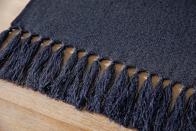 ZeeMart Navy Table Runners 90 Inches Long, Burlap Linen Style Rustic Farmhouse Table Runner, Long Boho Dining Table Runner, 13x90 Inches, Navy