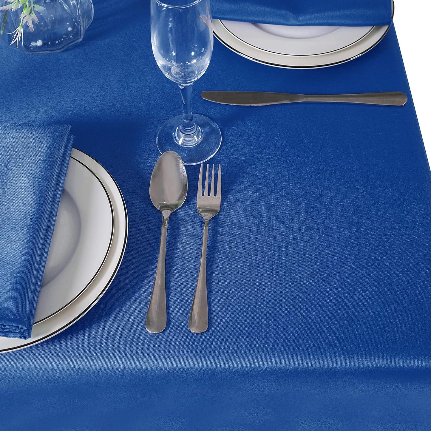 Cupuamon Square Tablecloth 52x52 inch Washable Polyester Fabric Table Cloth for Wedding Party Dining Banquet Decoration（52x52,Mediterranean Bule）
