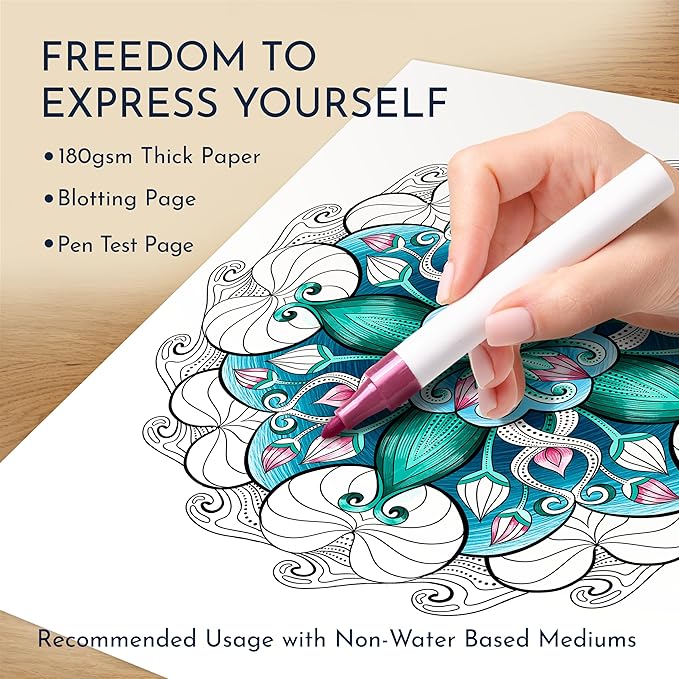 RYVE Mandala Coloring Book for Adults – 50 Unique Mandalas for Relaxation & Stress Relief – Adult Coloring Books Spiral Bound, Adult Coloring Books for Women & Men Mindfulness Coloring Book for Adults