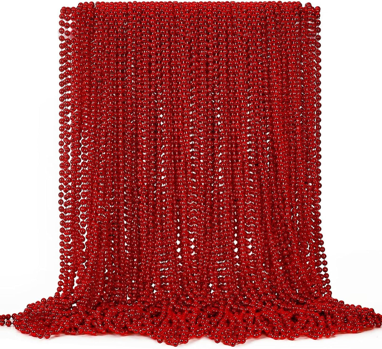 72PCS Bead Necklace, Red Christmas Bead Stuff Party Favors, 33" Necklaces Festival Parade Throw Accessories for Wedding Birthday Valentines Mardi Gras Christmas Celebrations Decorations